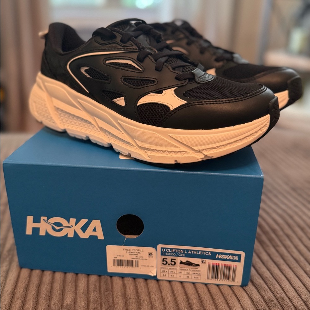 HOKA Black and White Clifton L Athletics Sneakers